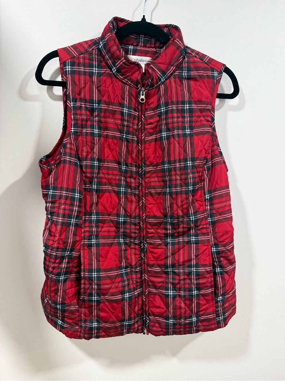 croft & barrow Red Plaid Quilted Vest Size Medium